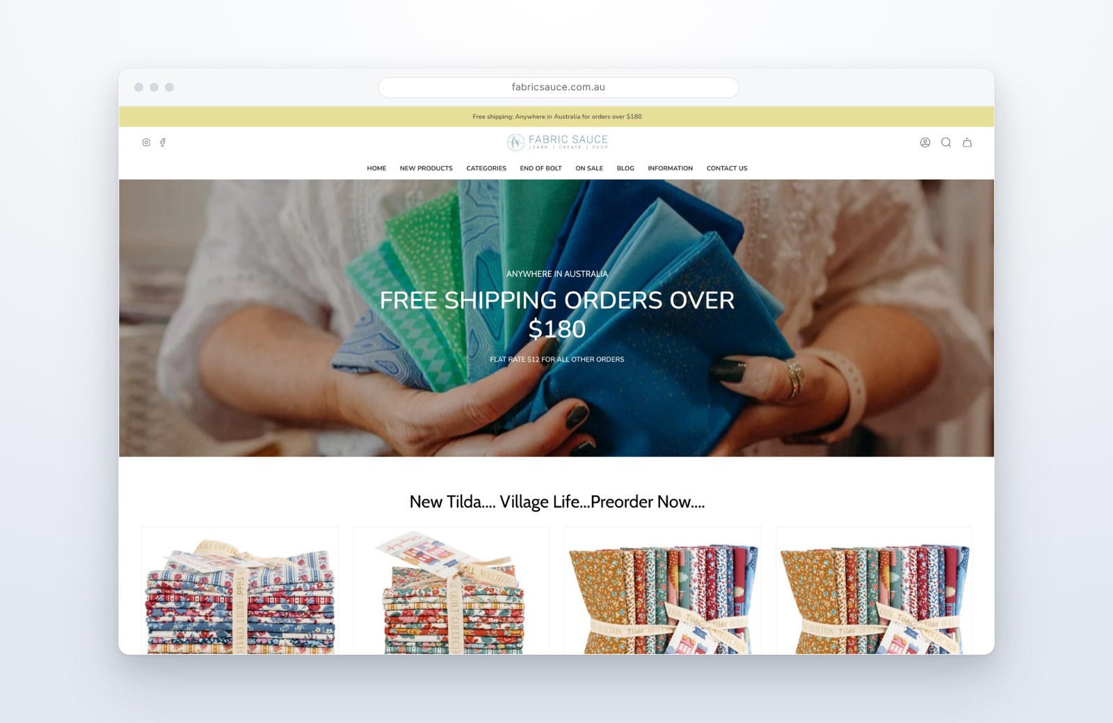 Fabric Sauce Fabric Sauce ecommerce website homepage