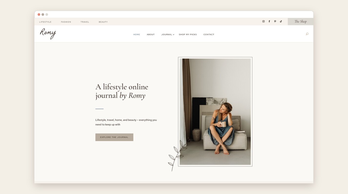 Romy home page Romy home page shown in a browser frame